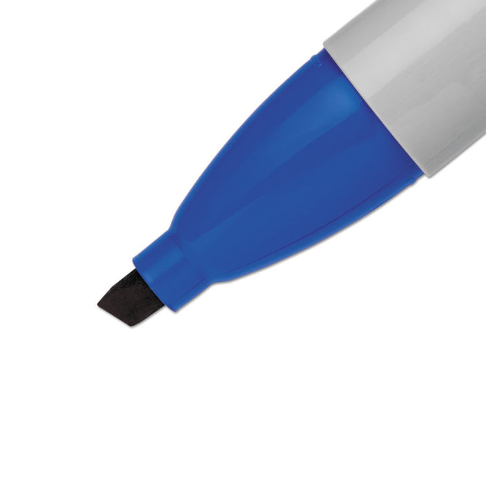 Chisel Tip Permanent Marker, Medium, Blue, Dozen