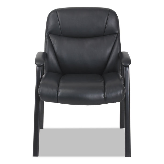 Leather Guest Chair, 25.63" x 26" x 37.63", Black Seat/Black Back, Black Base
