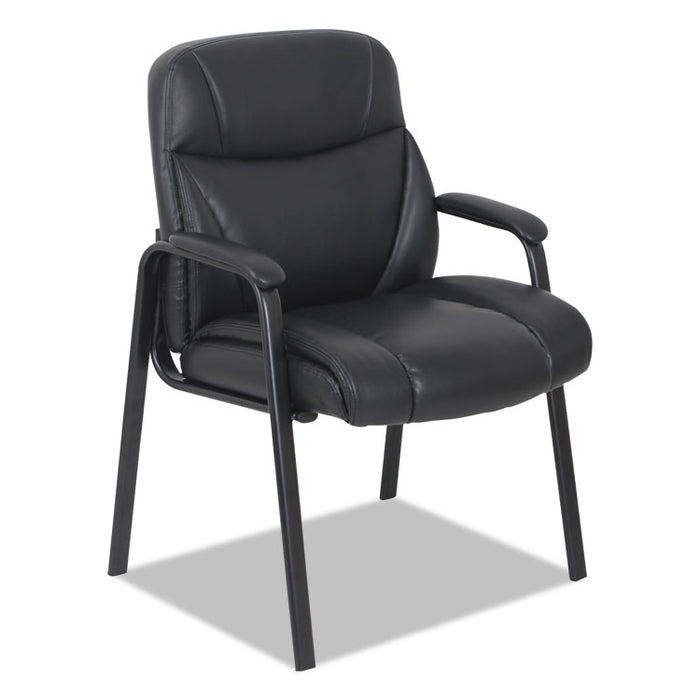 Leather Guest Chair, 25.63" x 26" x 37.63", Black Seat/Black Back, Black Base