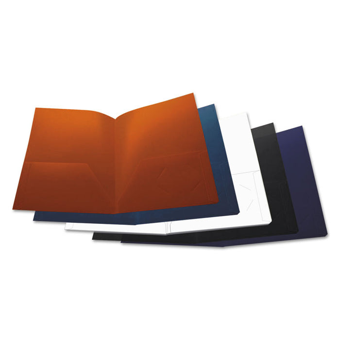 Two-Pocket Plastic Folders, 100-Sheet Capacity, 11 x 8.5, Assorted, 10/Pack