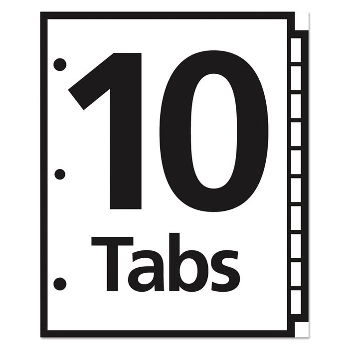 Table 'n Tabs Dividers, 10-Tab, 1 to 10, 11 x 8.5, White, 1 Set