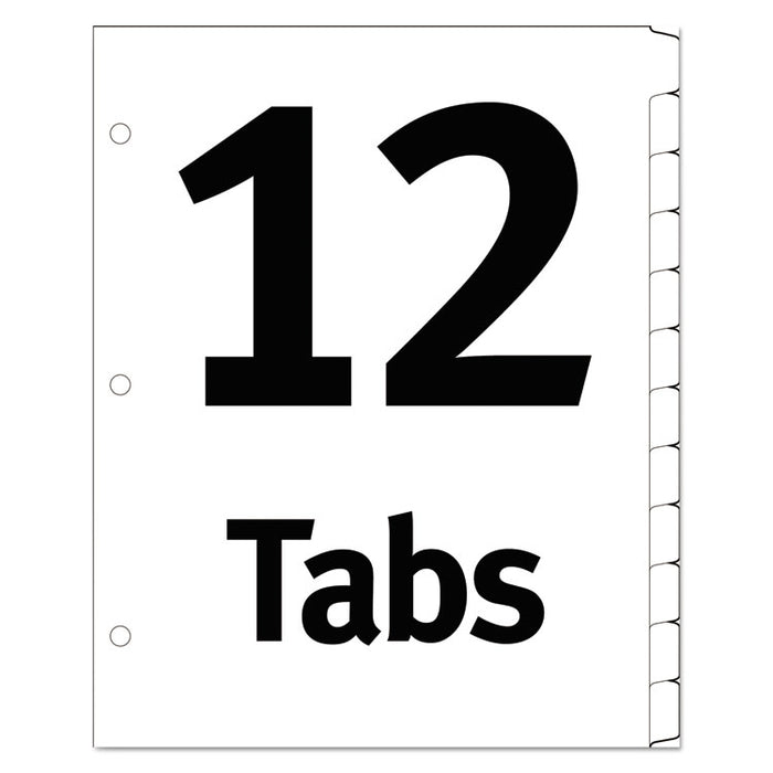 Table 'n Tabs Dividers, 12-Tab, Jan. to Dec., 11 x 8.5, White, 1 Set