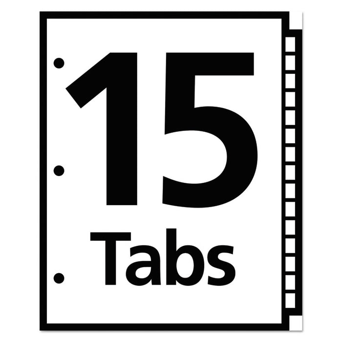 Table 'n Tabs Dividers, 15-Tab, 1 to 15, 11 x 8.5, White, 1 Set