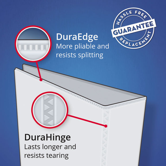 Durable View Binder with DuraHinge and Slant Rings, 3 Rings, 1" Capacity, 11 x 8.5, White, 4/Pack