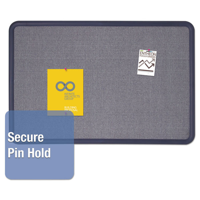 Contour Fabric Bulletin Board, 48 x 36, Light Blue, Plastic Navy Blue Frame