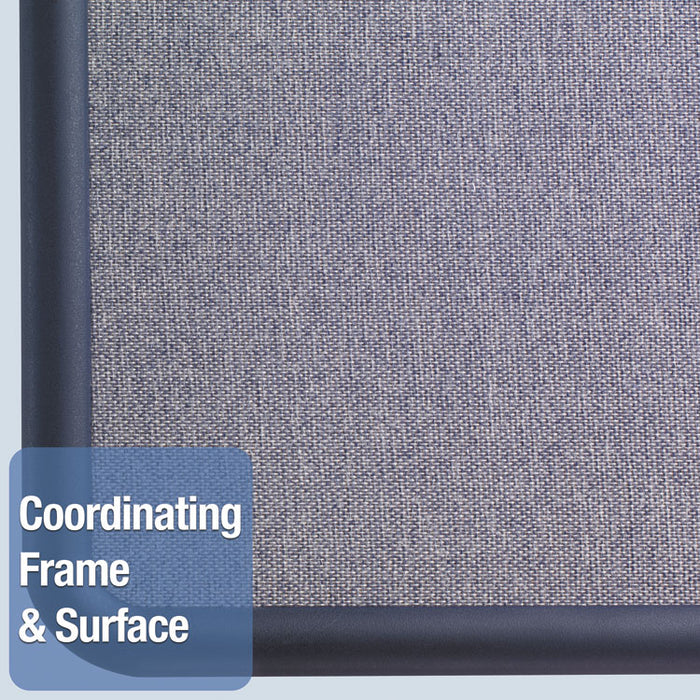 Contour Fabric Bulletin Board, 36 x 24, Light Blue, Plastic Navy Blue Frame