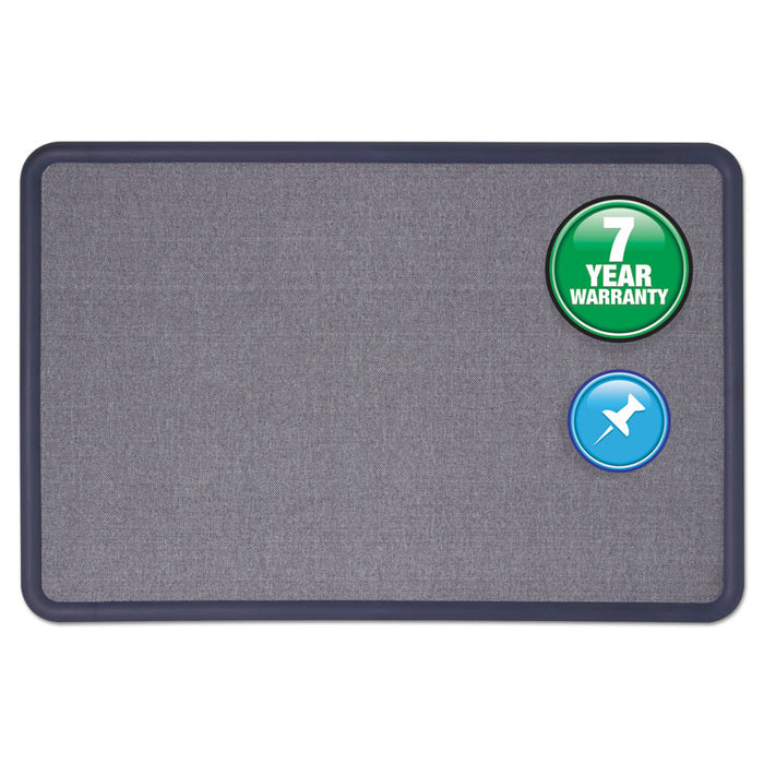 Contour Fabric Bulletin Board, 48 x 36, Light Blue, Plastic Navy Blue Frame