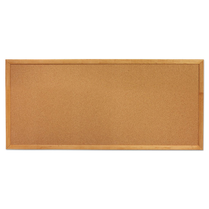 Classic Series Slim Line Cork Bulletin Board, 12 x 36, Oak Finish Frame