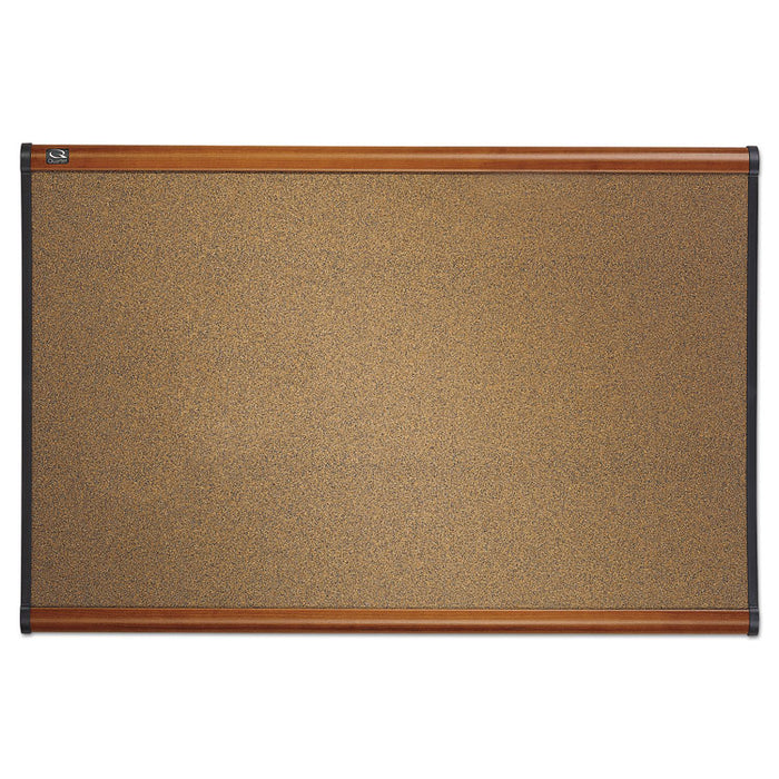 Prestige Bulletin Board, Brown Graphite-Blend Surface, 48 x 36, Cherry Frame