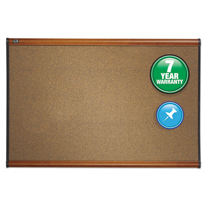 Prestige Bulletin Board, Brown Graphite-Blend Surface, 72 x 48, Cherry Frame