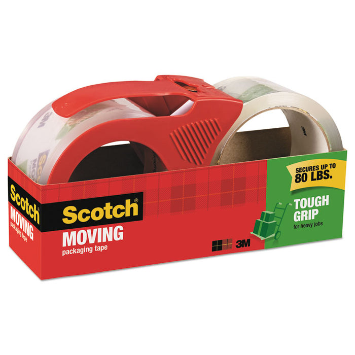 Tough Grip Moving Packaging Tape, 3" Core, 1.88" x 54.6 yds, Clear, 2/Pack