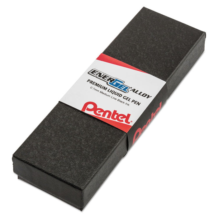 EnerGel Alloy Gel Pen, Retractable, Medium 0.7 mm, Black Ink, Gold Barrel