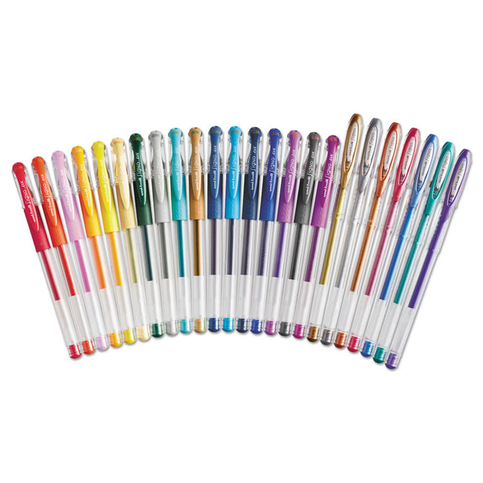 Stick Gel Pen, 17 Micro; 7 Med, Assorted Ink, Clear Barrel, 24/Set
