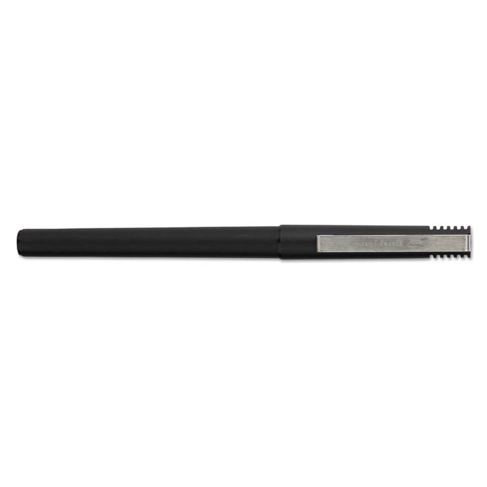 Roller Ball Pen, Stick, Micro 0.5 mm, Black Ink, Black Barrel, 72/Pack