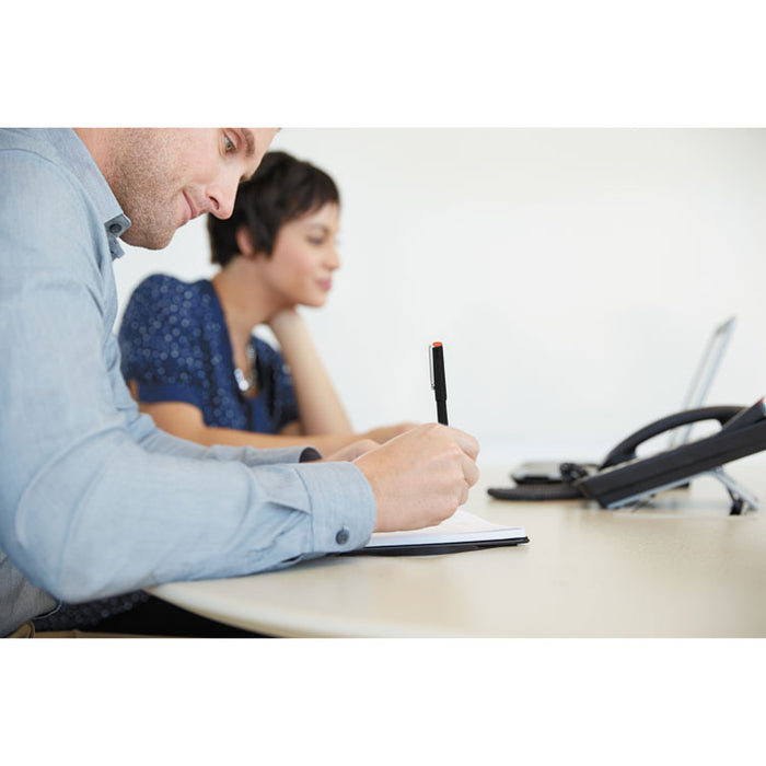 Stick Roller Ball Pen, Micro 0.5mm, Blue Ink, Black Barrel, 72/Pack