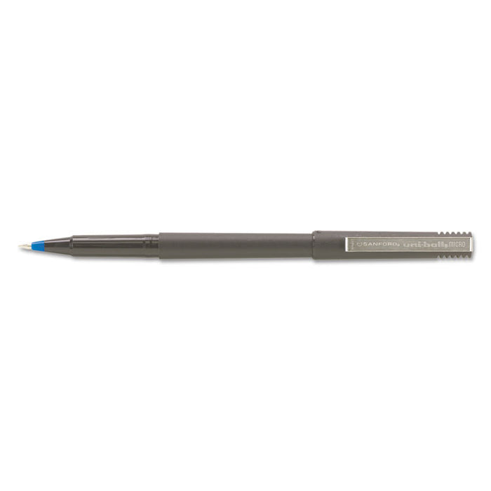 Stick Roller Ball Pen, Micro 0.5mm, Blue Ink, Black Barrel, 72/Pack