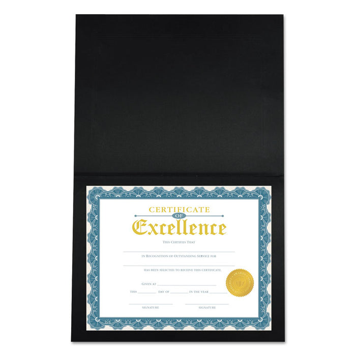 Certificate/Document Cover, 8.5 x 11; 8 x 10; A4, Black, 6/Pack
