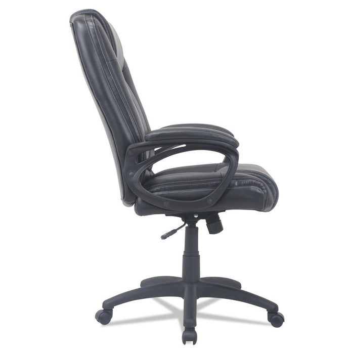 Alera CC Series Executive High Back Leather Chair, Supports up to 275 lbs., Black Seat/Black Back, Black Base