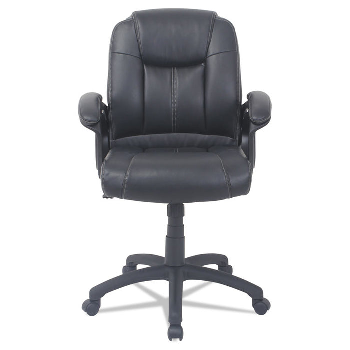 Alera CC Series Executive Mid-Back Leather Chair, Supports up to 275 lbs., Black Seat/Black Back, Black Base