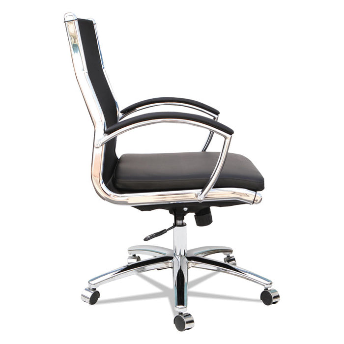 Alera Neratoli Mid-Back Slim Profile Chair, Supports up to 275 lbs., Black Seat/Black Back, Chrome Base