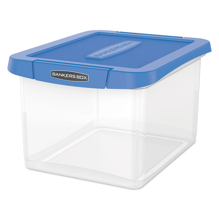 Heavy Duty Plastic File Storage, Letter/Legal Files, 14" x 17.38" x 10.5", Clear/Blue, 2/Pack
