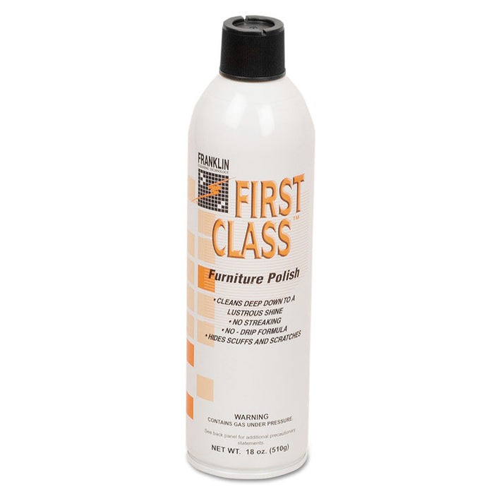 First Class Furniture Polish, Floral Scent, 18 oz Aerosol Can, 12/Carton