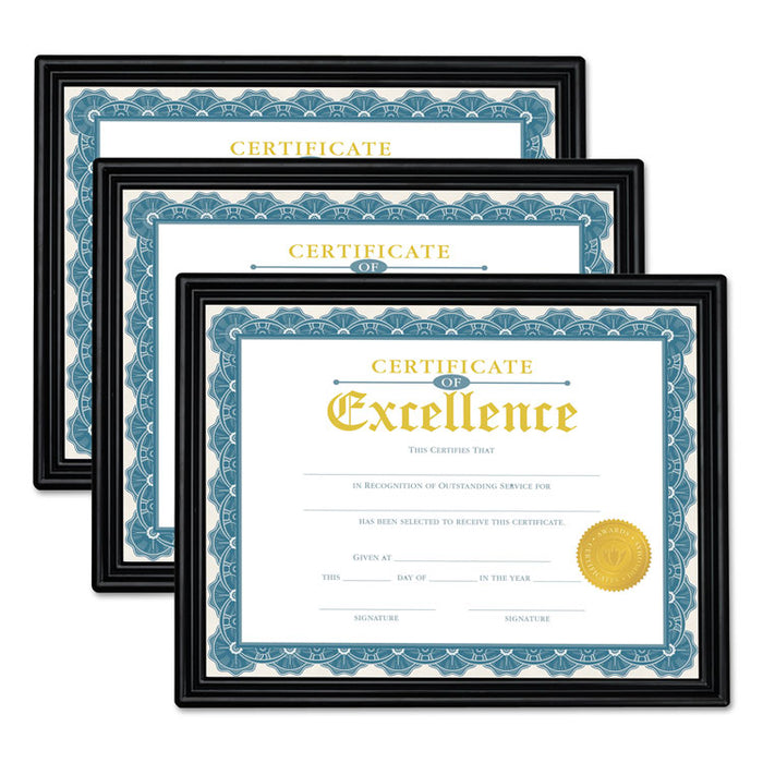 All Purpose Document Frame, 8.5 x 11 Insert, Black, 3/Pack