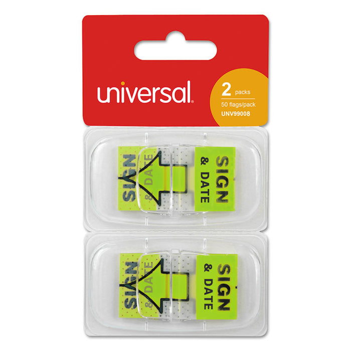 Deluxe Message Arrow Flags, "Sign and Date", Green, 100/Pack