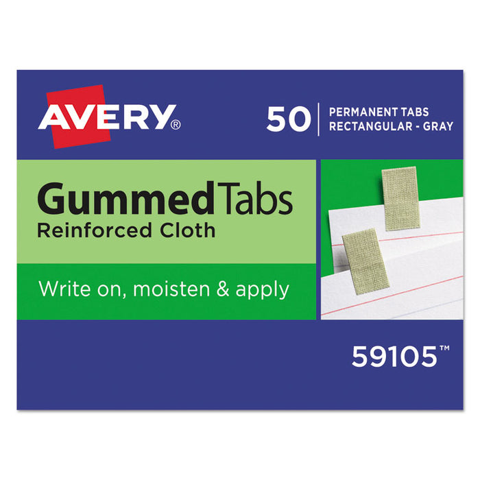 Gummed Reinforced Index Tabs, 1/12-Cut Tabs, Gray, 0.44" Wide, 50/Pack