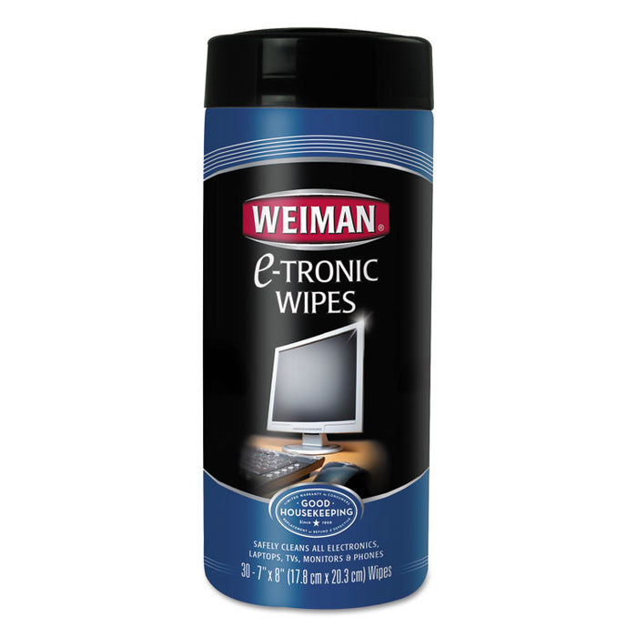E-tronic Wipes, 8" x 7", White, 30/Canister, 4/Carton