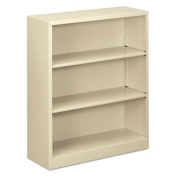 Steel Bookcase, 3-Shelf, 34.5"w x 12.63"d x 41"h, Putty