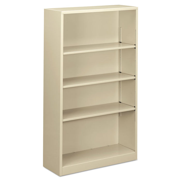 Steel Bookcase, 4-Shelf, 34.5"w x 12.63"d x 59"h, Putty