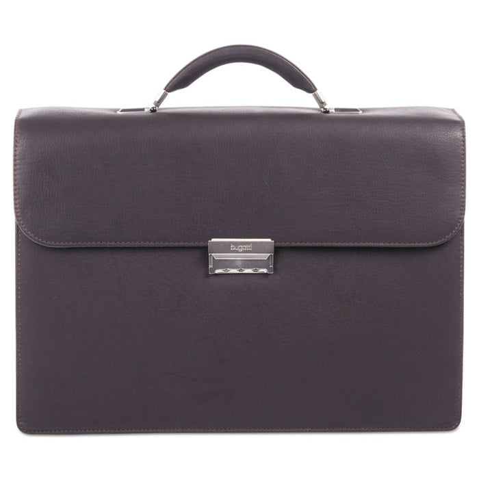 Sartoria Medium Briefcase, 16.5" x 5" x 12", Leather, Black