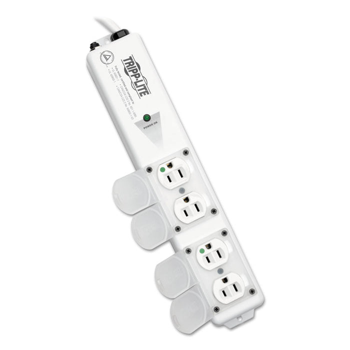 Medical-Grade Power Strip for Patient-Care Vicinity, 4 Outlets, 6 ft Cord, White