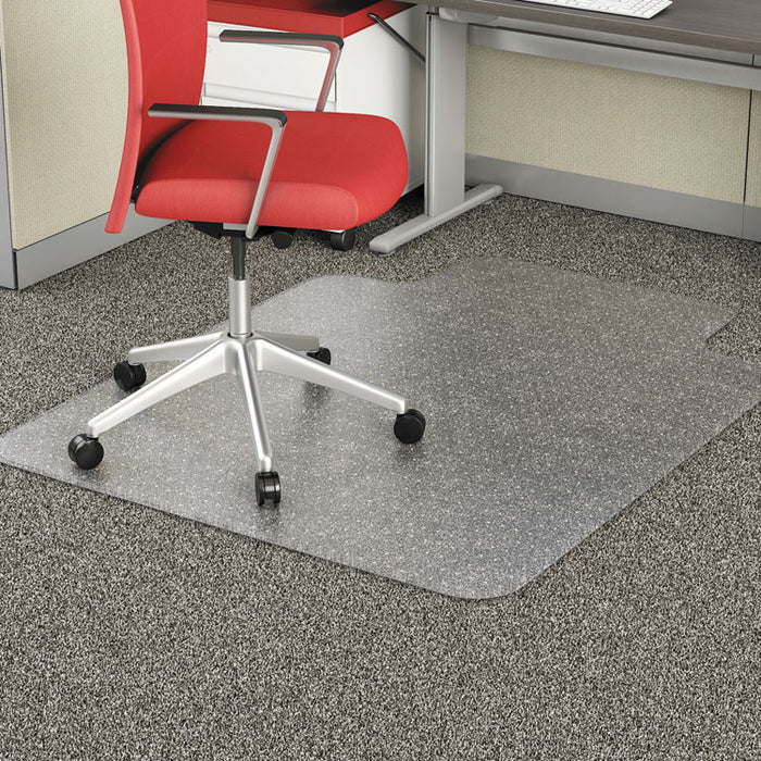Occasional Use Studded Chair Mat for Flat Pile Carpet, 45 x 53, Wide Lipped, Clear