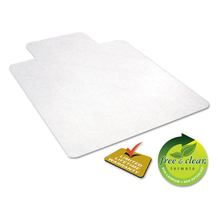 All Day Use Non-Studded Chair Mat for Hard Floors, 45 x 53, Wide Lipped, Clear