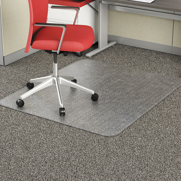 Occasional Use Studded Chair Mat for Flat Pile Carpet, 46 x 60, Rectangular, Clear