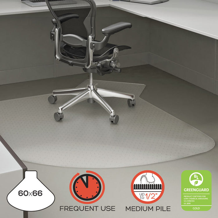 SuperMat Frequent Use Chair Mat, Medium Pile Carpet, 60 x 66, L-Shape, Clear