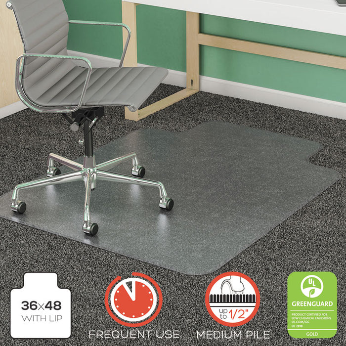 SuperMat Frequent Use Chair Mat, Med Pile Carpet, Roll, 36 x 48, Lipped, Clear