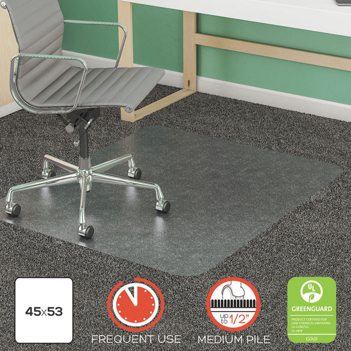 SuperMat Frequent Use Chair Mat, Med Pile Carpet, Roll, 45 x 53, Rectangular, Clear