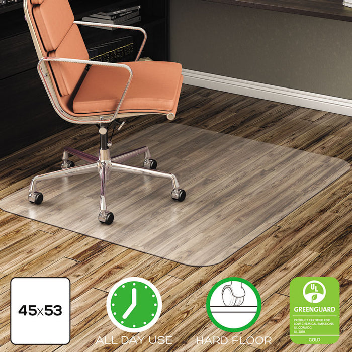 EconoMat All Day Use Chair Mat for Hard Floors, 45 x 53, Rectangular, Clear