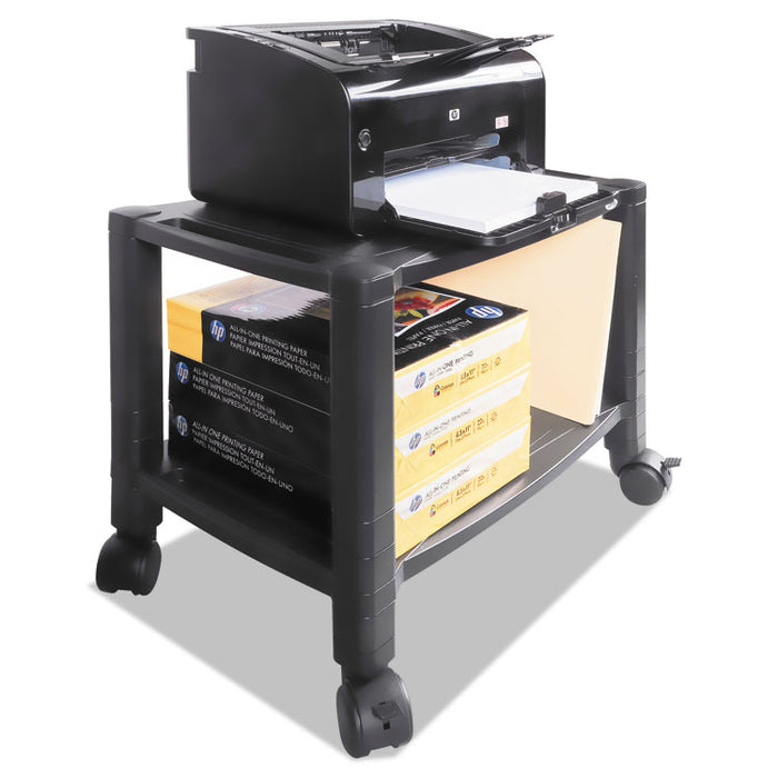 Mobile Printer Stand, Two-Shelf, 20w x 13.25d x 14.13h, Black