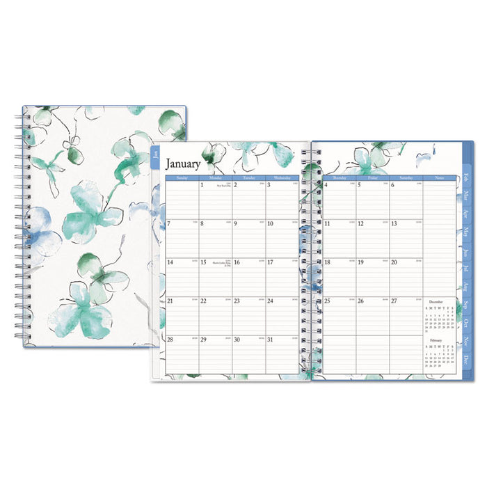Lindley Weekly/Monthly Planner, Lindley Floral Artwork, 8 x 5, White/Blue/Green Cover, 12-Month (Jan to Dec): 2023