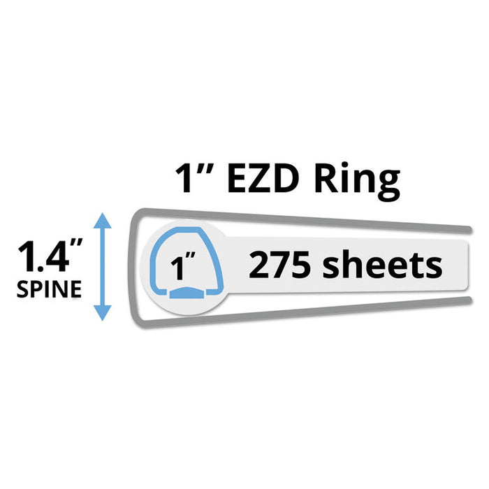 Heavy-Duty View Binder with DuraHinge, One Touch EZD Rings and Extra-Wide Cover, 3 Ring, 1" Capacity, 11 x 8.5, White, (1318)