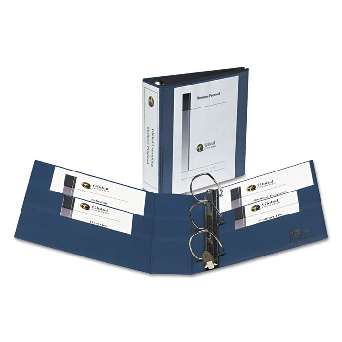 Heavy-Duty View Binder with DuraHinge and Locking One Touch EZD Rings, 3 Rings, 3" Capacity, 11 x 8.5, Navy Blue
