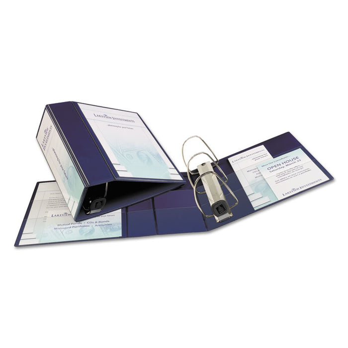 Heavy-Duty View Binder with DuraHinge and Locking One Touch EZD Rings, 3 Rings, 5" Capacity, 11 x 8.5, Navy Blue
