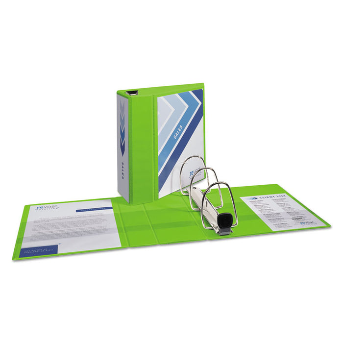 Heavy-Duty View Binder with DuraHinge and Locking One Touch EZD Rings, 3 Rings, 5" Capacity, 11 x 8.5, Chartreuse