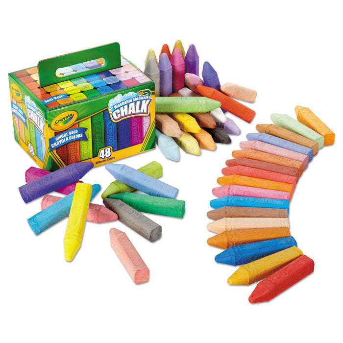 Washable Sidewalk Chalk, 48 Assorted Bright Colors, 48 Sticks/Set