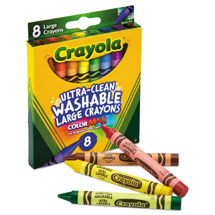 Ultra-Clean Washable Crayons, Large, 8 Colors/Box