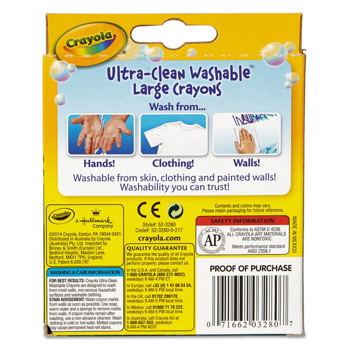 Ultra-Clean Washable Crayons, Large, 8 Colors/Box